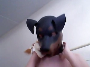 Abnormal Girl gets off debilitating a rubber dog veil