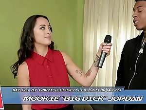 BANGBROS - Asian Reporter Mi Ha Takes On Mookie's Chunky Black Hard-on