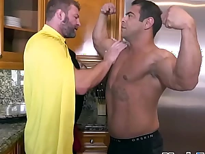 Inked muscle superhero bowing over bf be worthwhile for bareback sex