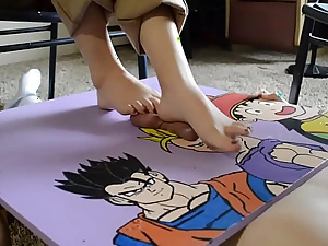 TSM - Dylan playfully crushes my cock with the addition of balls on a table barefoot