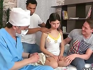 Medic stares hymen checkup increased by fresh chick banging