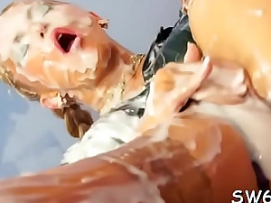 Titillating gloryhole masturbation with babe getting cum-hole all gummy