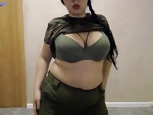 Lady soldier need sex - hard play pussy with sextoy