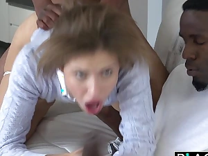 Blacked teen threesome with two monster dicks