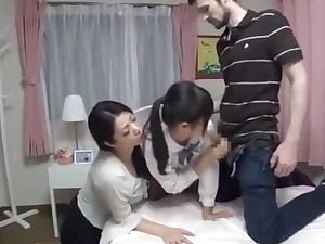Japanese Mammy Helps Blanched Guy Have sex StepDaughter Fixing 1