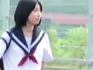 cute Japanese student sex with motor