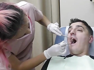 Canada Gets A Dental Exam Exotic Hygienist Channy Crossfire By oneself In the sky GuysGoneGynocom!
