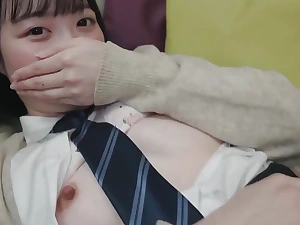 An 18-year-old black-haired Japanese beauty. She gives blowjob and creampie sex. Uncensored