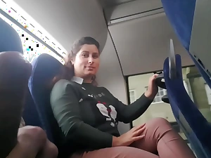 Exhibitionist seduces Milf down Suck & Electronic eavesdropper his Dick in Bus