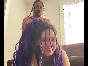 Broke purple dreadhead takes fixed dick in rough pounding